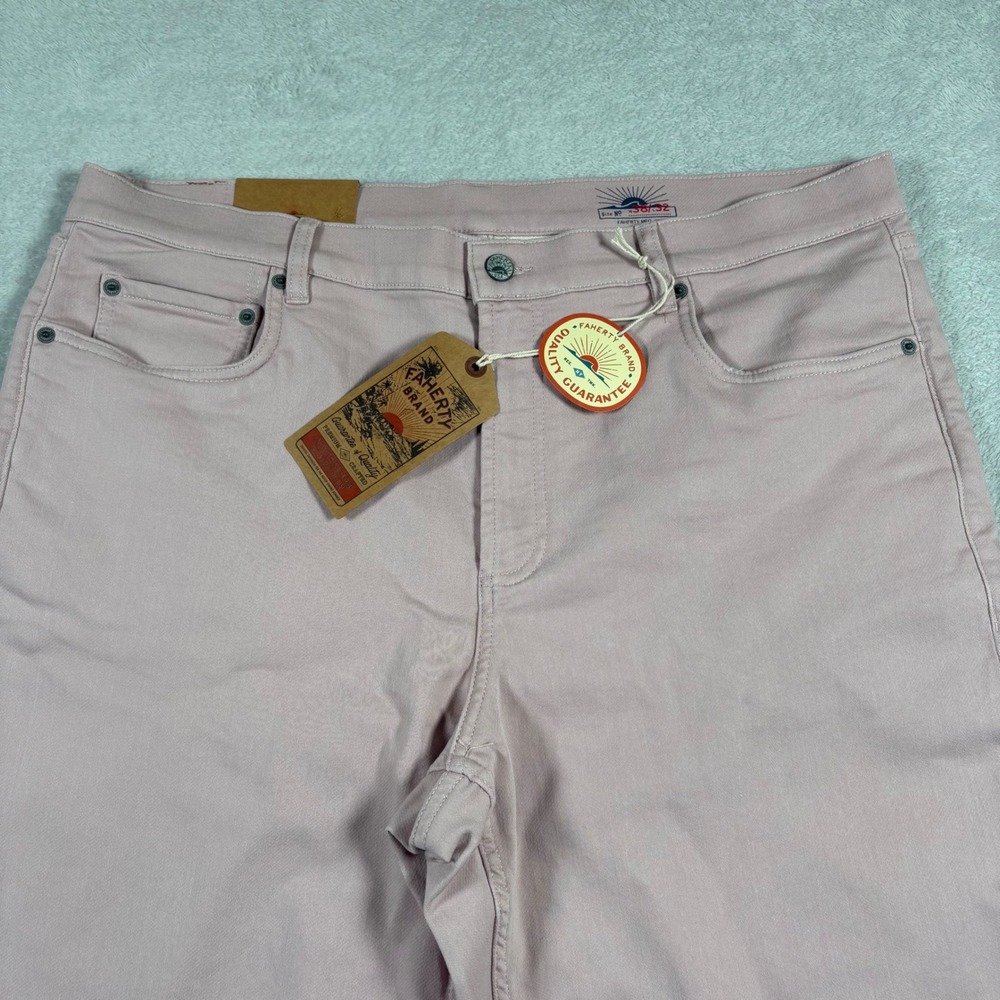 Faherty Stretch Terry 5-Pocket Pants Spring Quartz Pink 38x32 MBF2440 Mens